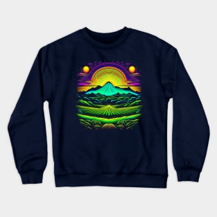 Suns, Mountain and Field on Alien Planet Crewneck Sweatshirt